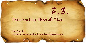 Petrovity Bozsóka névjegykártya